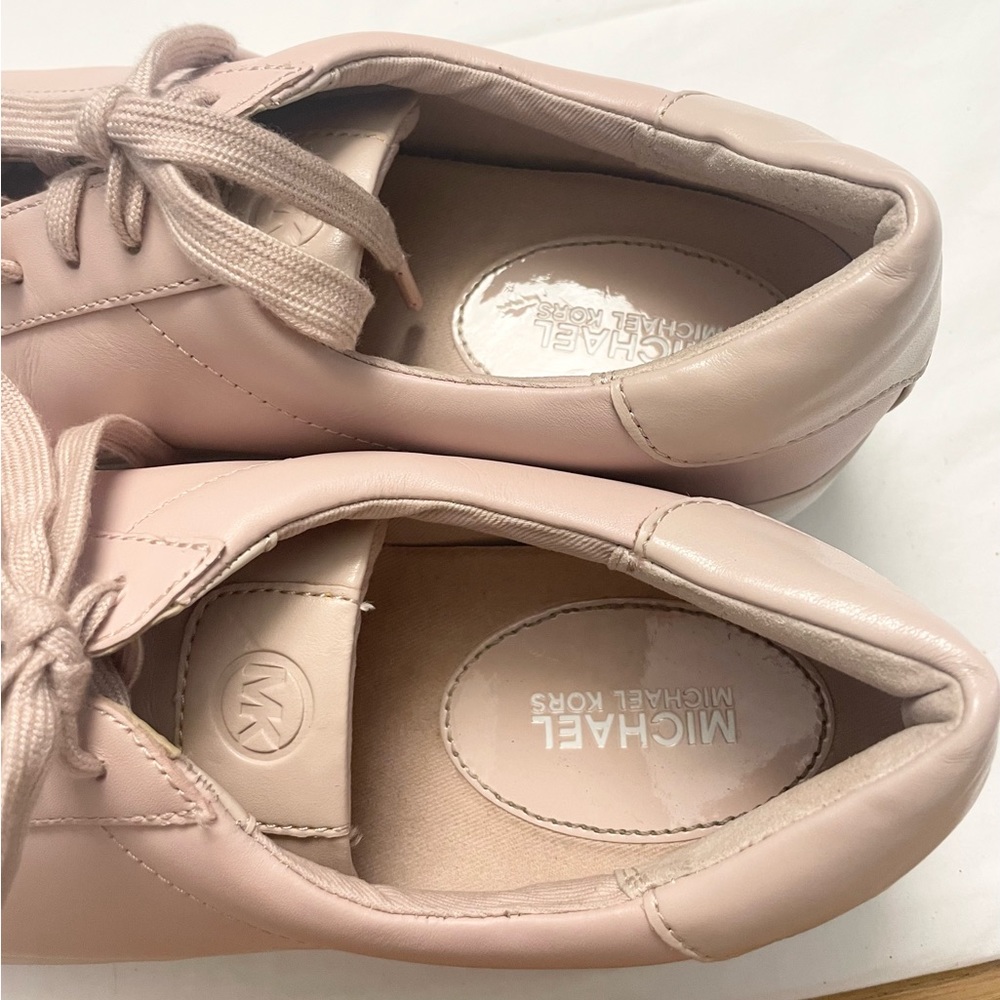 MICHAEL KORS BLUSH PINK LEATHER LACE UP SNEAKERS SIZE 10 - Picture 11 of 14